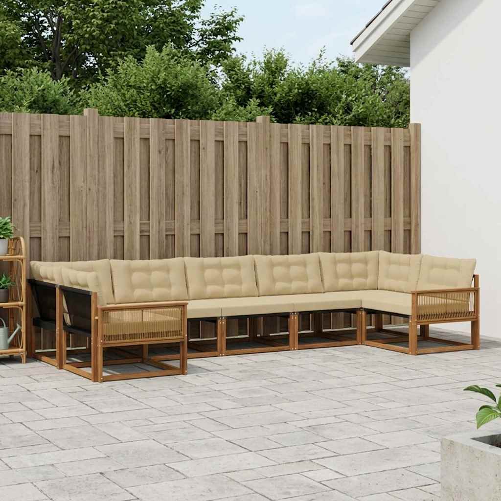 Buiten bankenset met kussen 7 pcs Natuurlijk en Beige is nu te koop bij PeponiXL, paradijselijk wonen!
