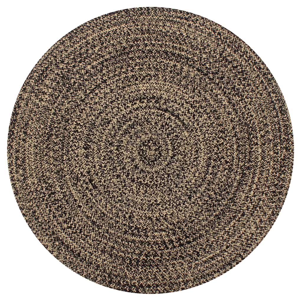 Vloerkleed handgemaakt 90 cm jute zwart en naturel is nu te koop bij PeponiXL, paradijselijk wonen!