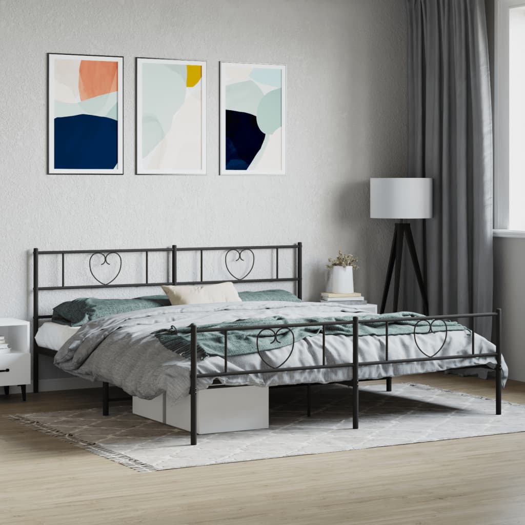 Bedframe met hoofd- en voeteneinde metaal zwart 200x200 cm is nu te koop bij PeponiXL, paradijselijk wonen!