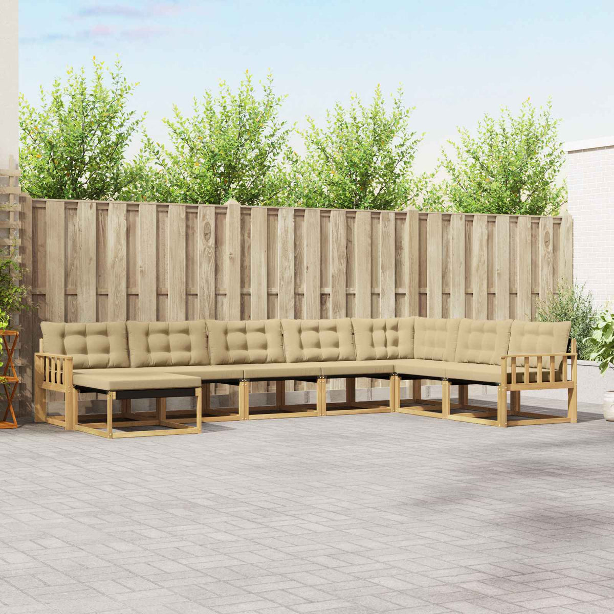 Buiten bankenset met kussen 8 pcs Wit en Beige is nu te koop bij PeponiXL, paradijselijk wonen!
