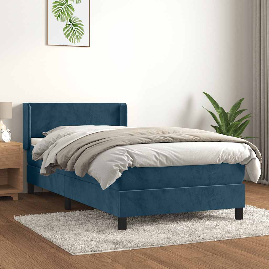 Boxspring met matras fluweel donkerblauw 90x190 cm is nu te koop bij PeponiXL, paradijselijk wonen!