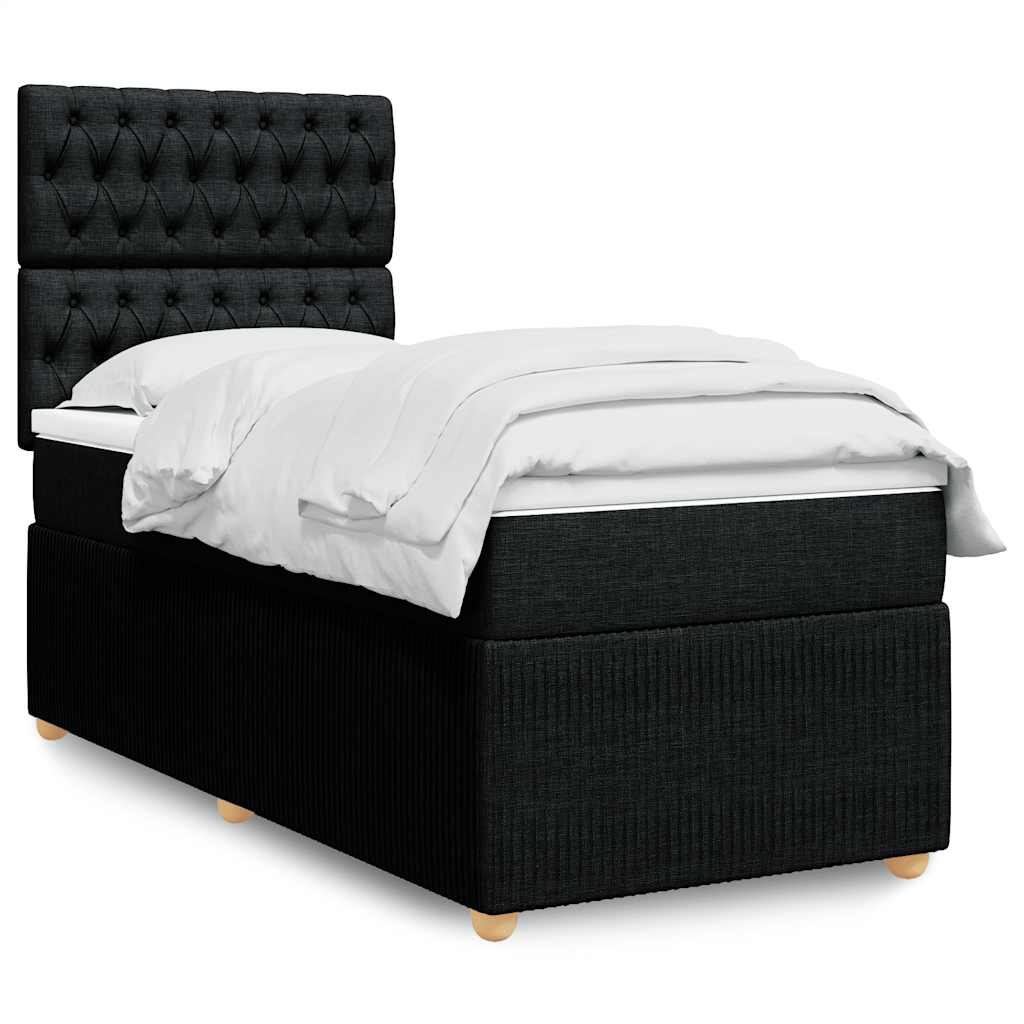 Boxspring met matras stof zwart 90x190 cm is nu te koop bij PeponiXL, paradijselijk wonen!