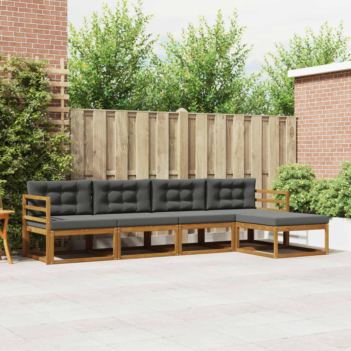 Buiten bankenset met kussen 5 pcs Natuurlijk en Antraciet is nu te koop bij PeponiXL, paradijselijk wonen!