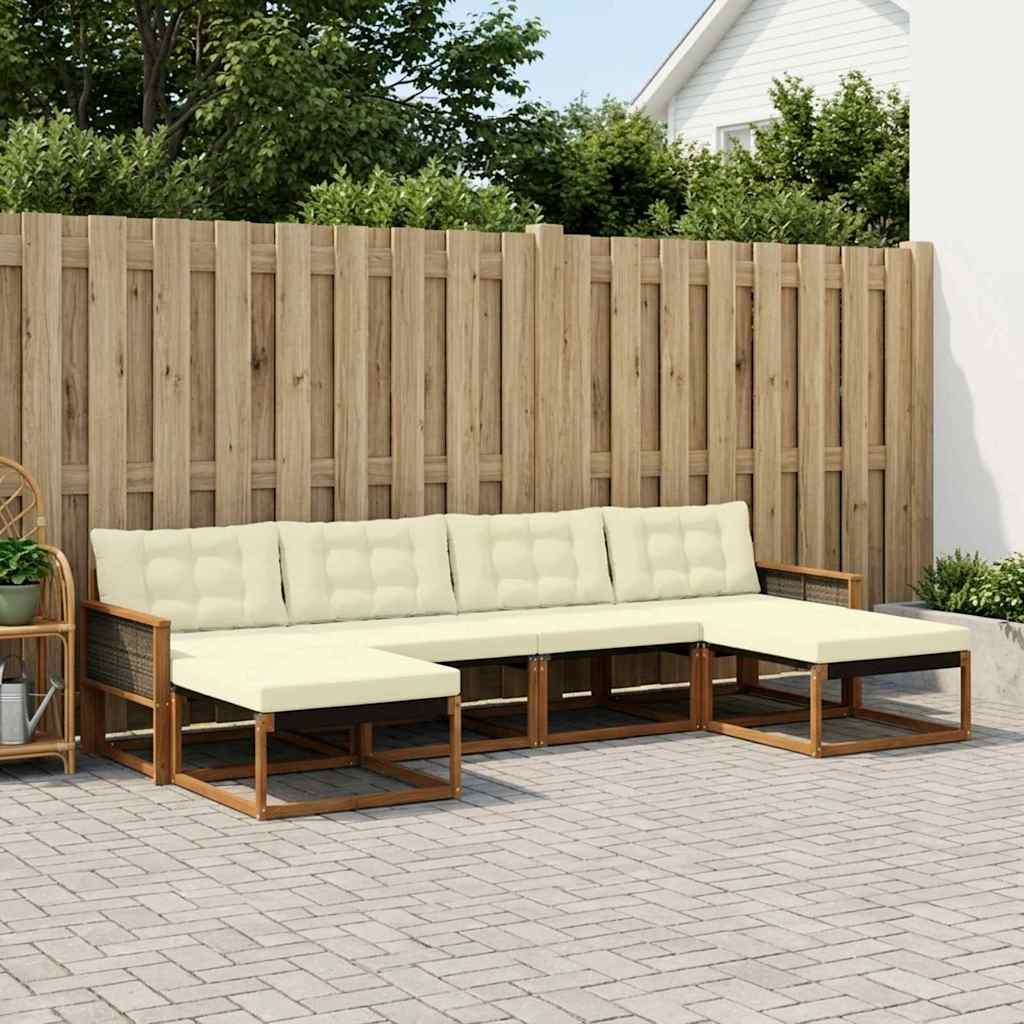 Buiten bankenset met kussen 6 pcs Natuurlijk en Crème is nu te koop bij PeponiXL, paradijselijk wonen!