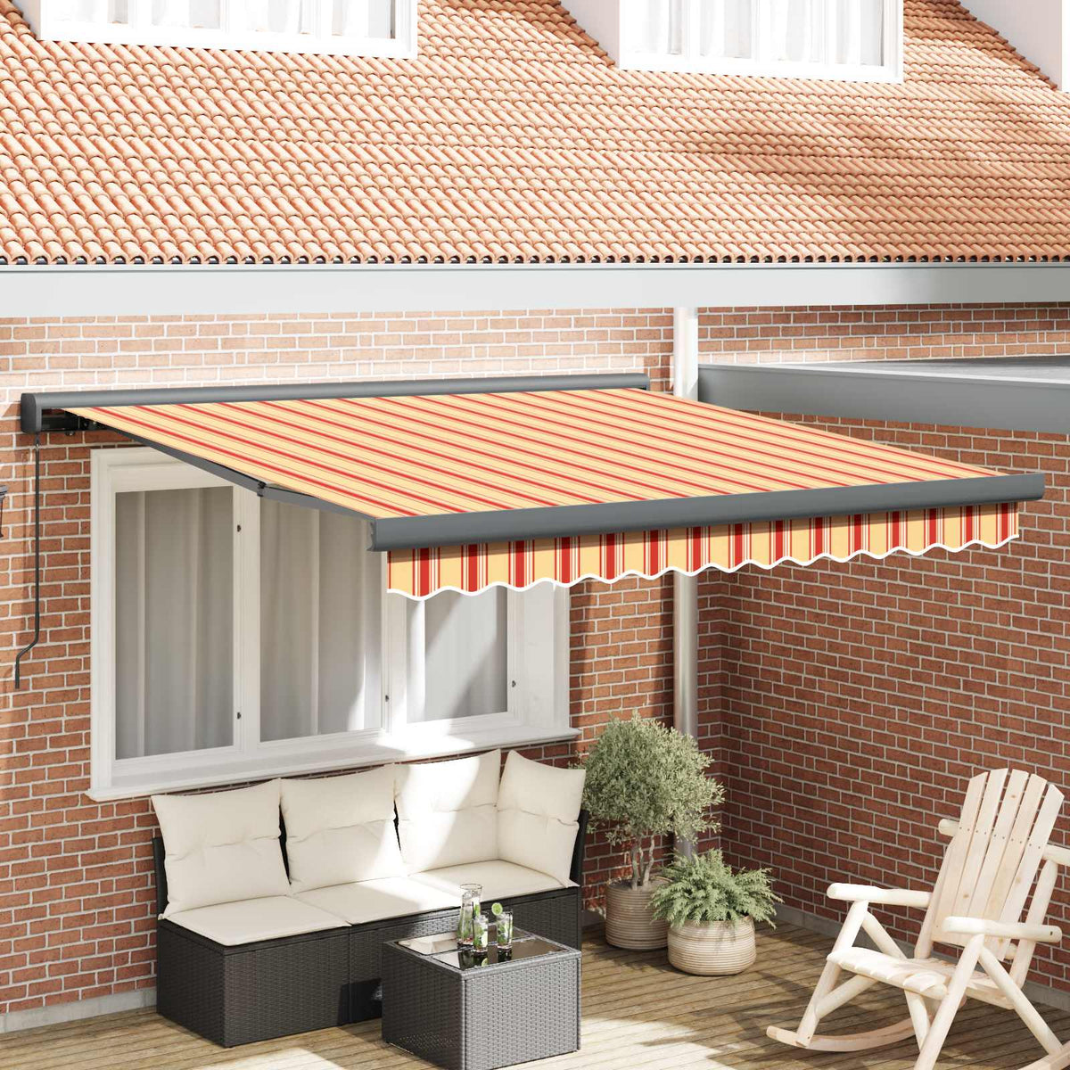 Inklapbaar Zonnescherm Geel en Oranje 350 x 250 cm is nu te koop bij PeponiXL, paradijselijk wonen!