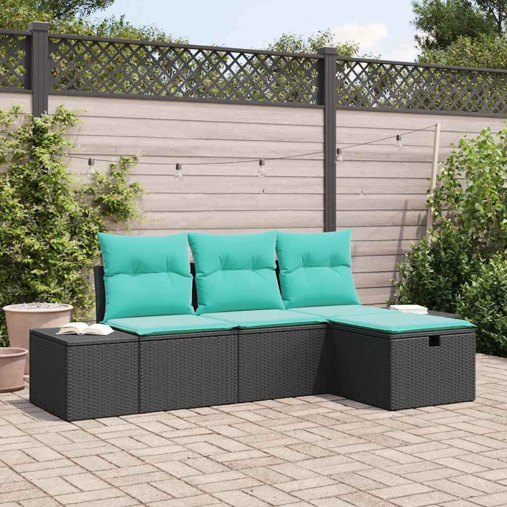 Bankstel 4 st poly rattan is nu te koop bij PeponiXL, paradijselijk wonen!
