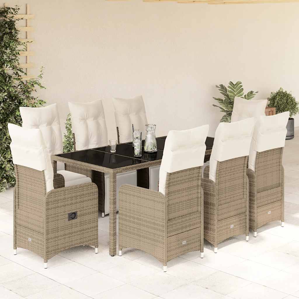 9-delige Bistroset met kussens poly rattan bruin is nu te koop bij PeponiXL, paradijselijk wonen!
