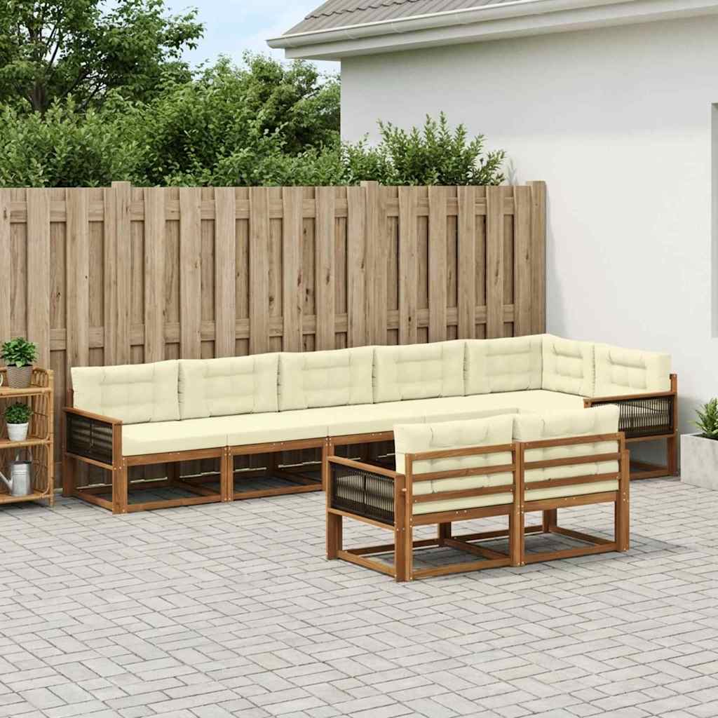 Buiten bankenset met kussen 8 pcs Natuurlijk en Crème is nu te koop bij PeponiXL, paradijselijk wonen!