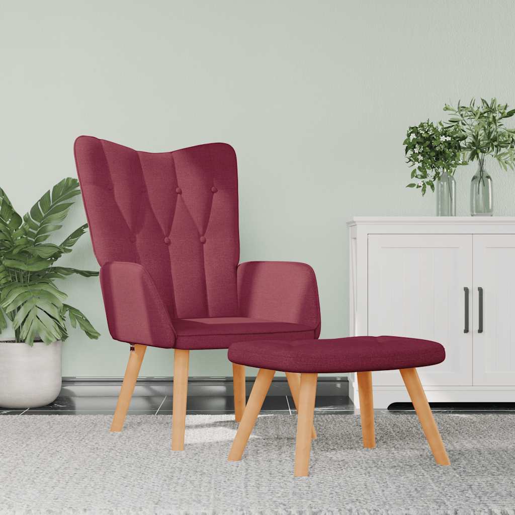 Relaxstoel met voetenbank stof wijnrood is nu te koop bij PeponiXL, paradijselijk wonen!