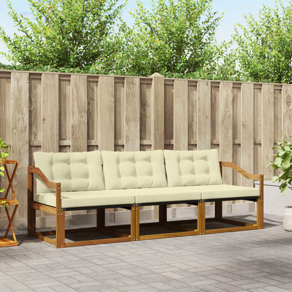 Buiten bankenset met kussen 3 pcs Natuurlijk en Crème is nu te koop bij PeponiXL, paradijselijk wonen!