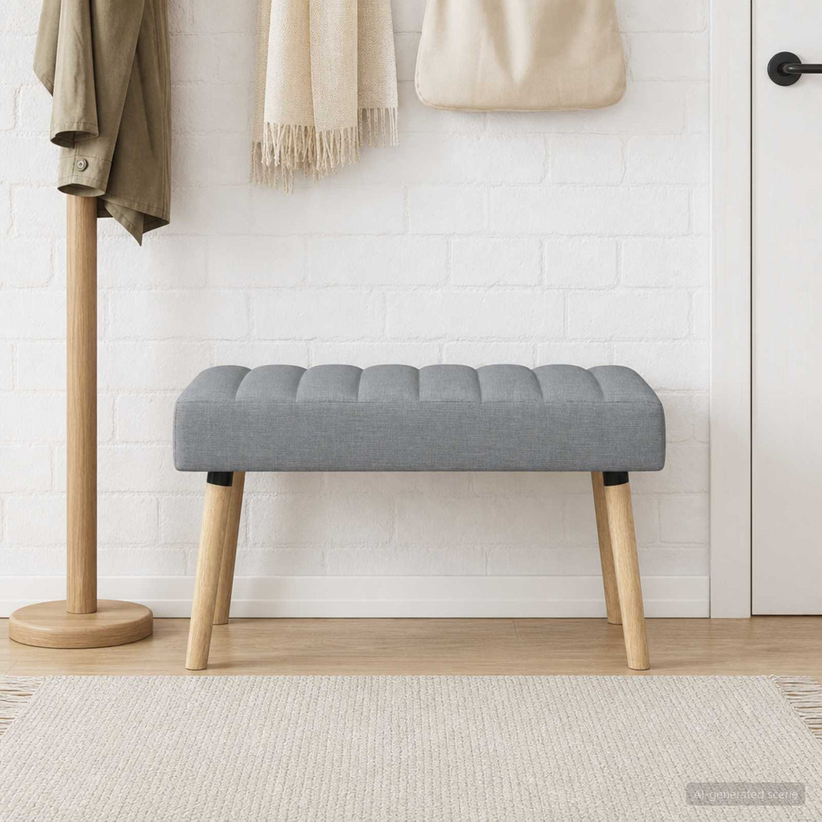 Kanaal-geplooide bank Lichtgrijs 80 x 40 x 46 cm Stof is nu te koop bij PeponiXL, paradijselijk wonen!