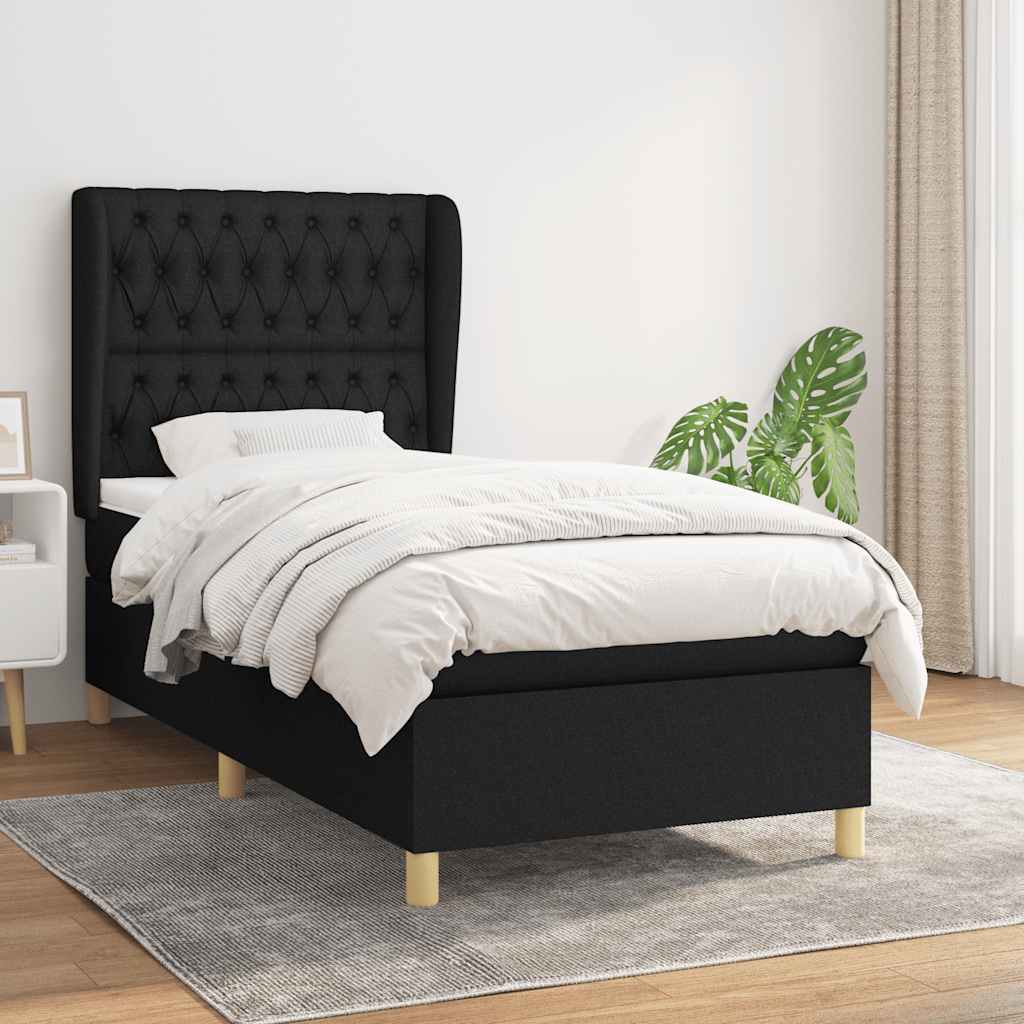 Boxspring met matras stof zwart 90x200 cm is nu te koop bij PeponiXL, paradijselijk wonen!