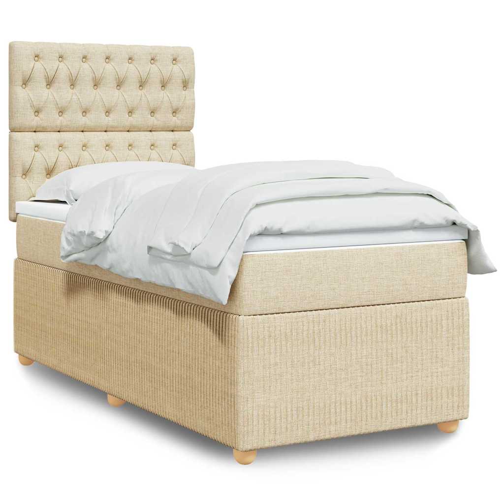 Boxspring met matras stof crèmekleurig 100x200 cm is nu te koop bij PeponiXL, paradijselijk wonen!