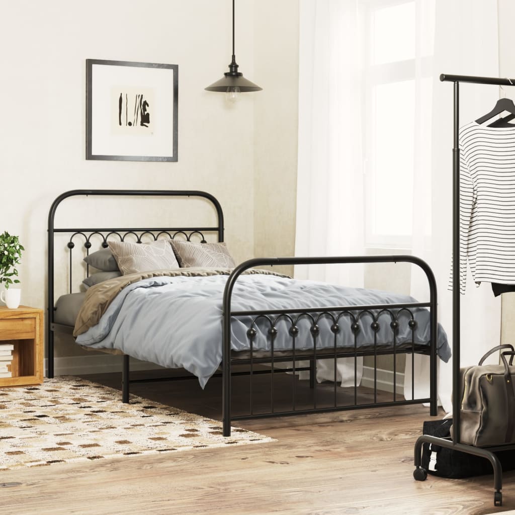 Bedframe met hoofd- en voeteneinde metaal zwart 100x190 cm is nu te koop bij PeponiXL, paradijselijk wonen!