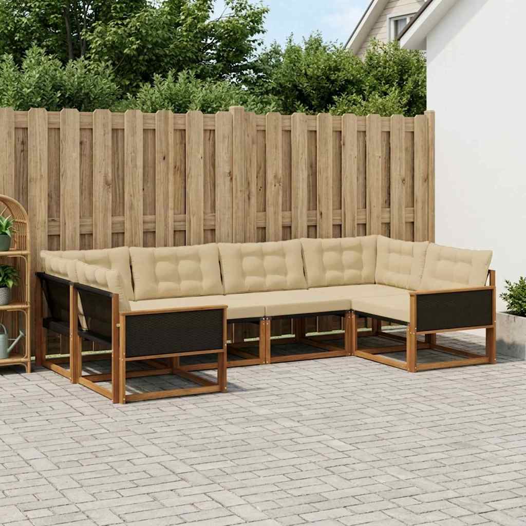 Buiten bankenset met kussen 6 pcs Natuurlijk en Beige is nu te koop bij PeponiXL, paradijselijk wonen!