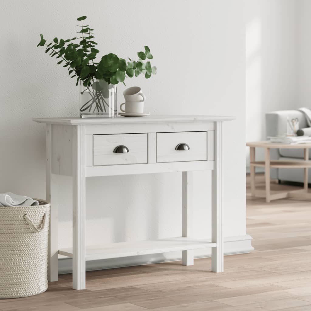 Wandtafel BODO 91x35x74 cm massief grenenhout wit is nu te koop bij PeponiXL, paradijselijk wonen!