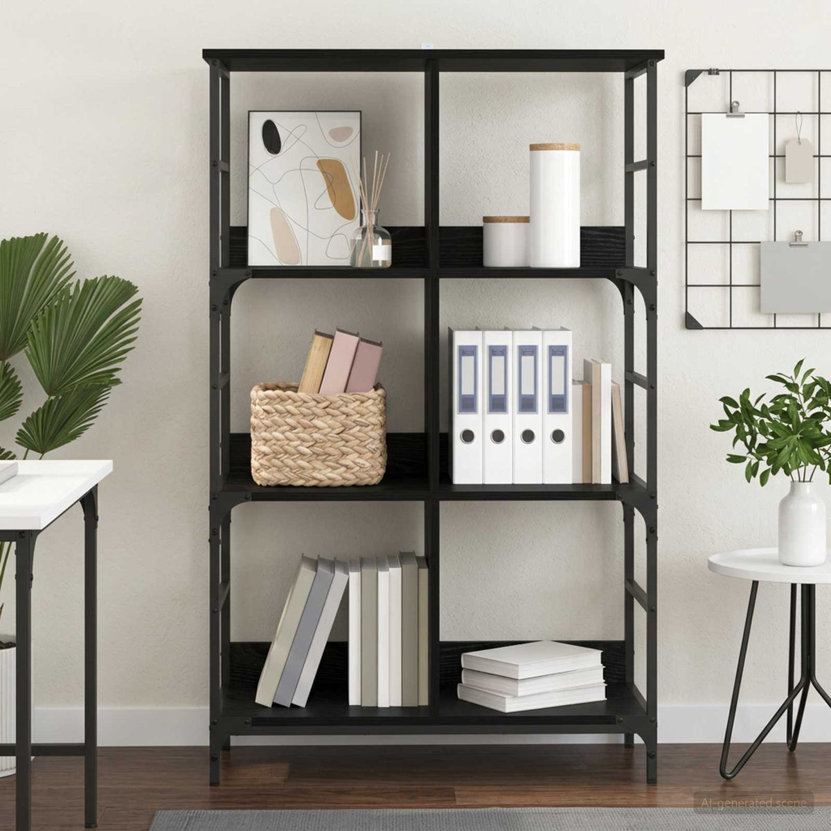Boekenkast Zwart eiken 78,5 x 33 x 117,5 cm metaal PB is nu te koop bij PeponiXL, paradijselijk wonen!