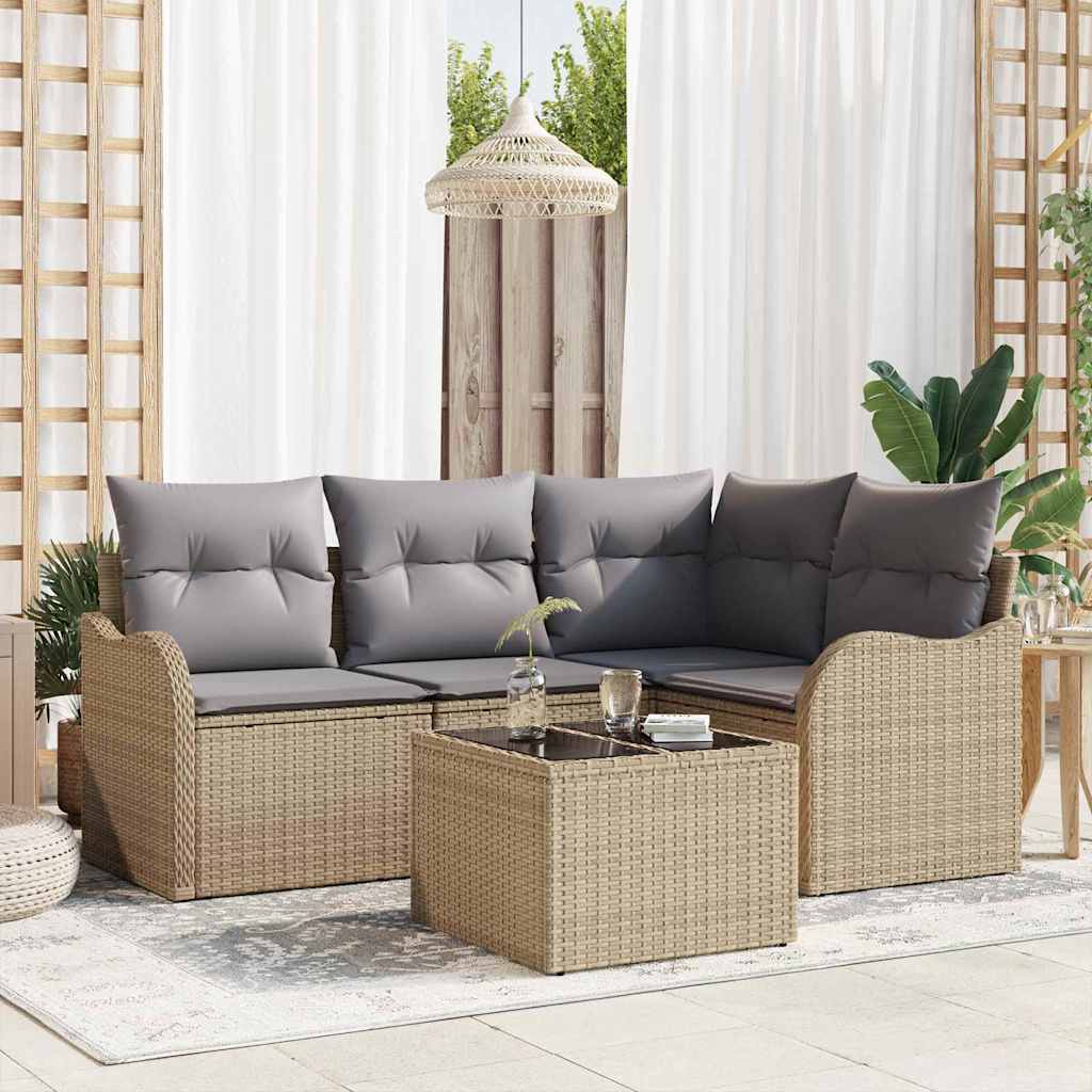 Tuin Sofa Set met opslag 5 pcs Zwart poly rattan is nu te koop bij PeponiXL, paradijselijk wonen!