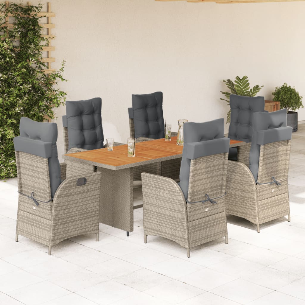 7-delige Tuinset met kussens poly rattan grijs is nu te koop bij PeponiXL, paradijselijk wonen!