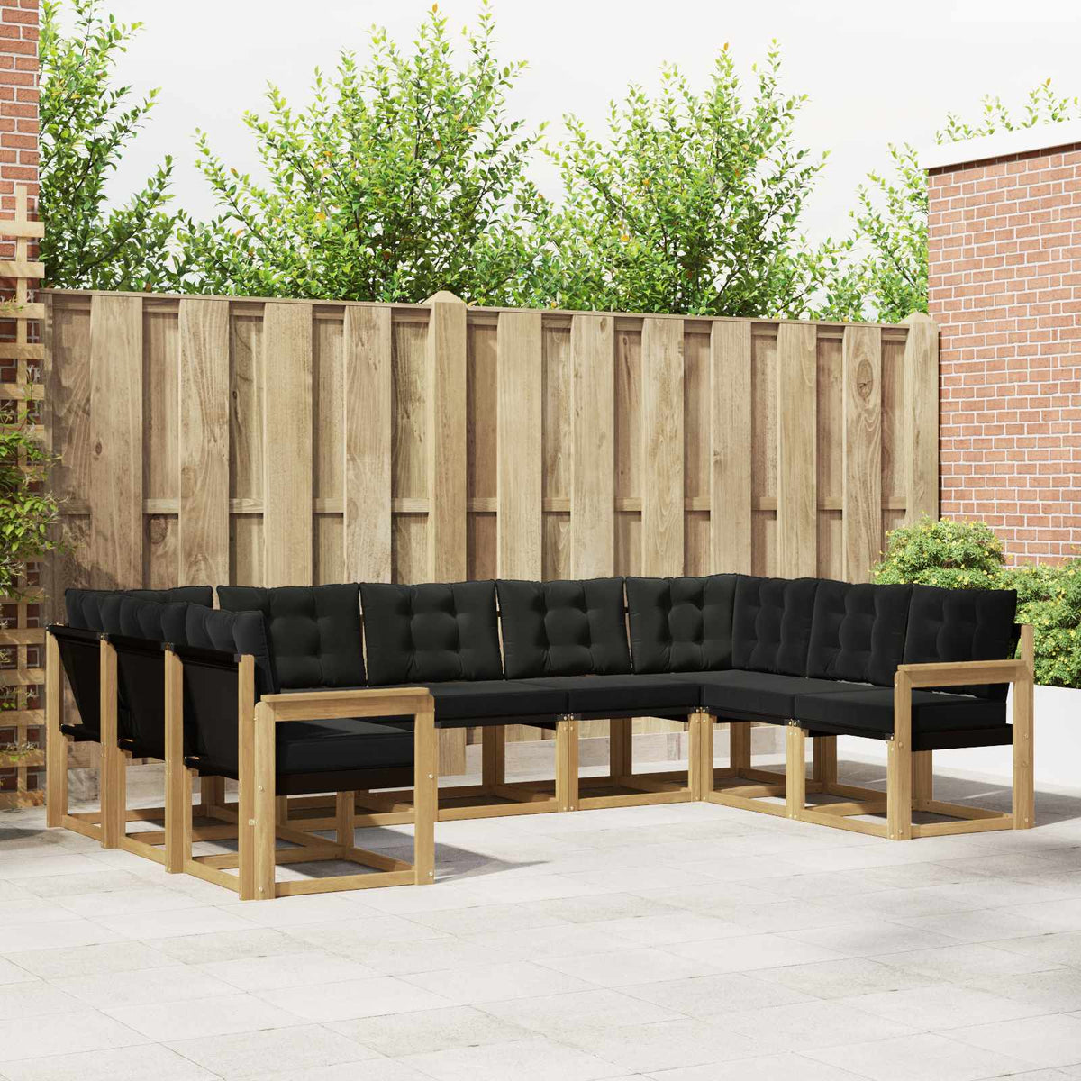 Buiten bankenset met kussen 9 pcs Wit en zwart is nu te koop bij PeponiXL, paradijselijk wonen!
