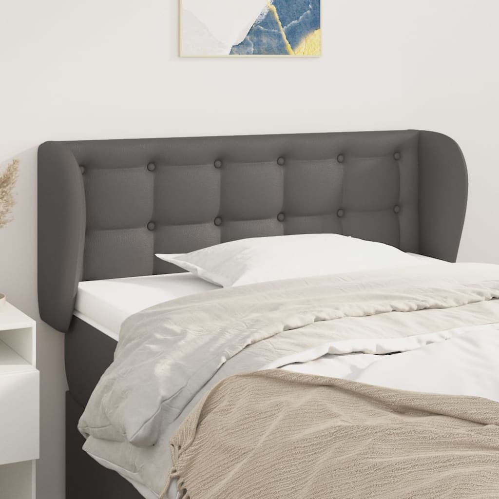 Hoofdbord met randen 83x23x78/88 cm kunstleer grijs is nu te koop bij PeponiXL, paradijselijk wonen!