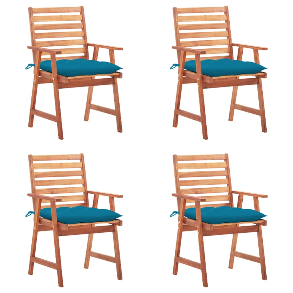 Tuinstoelen 4 st met kussens massief acaciahout is nu te koop bij PeponiXL, paradijselijk wonen!