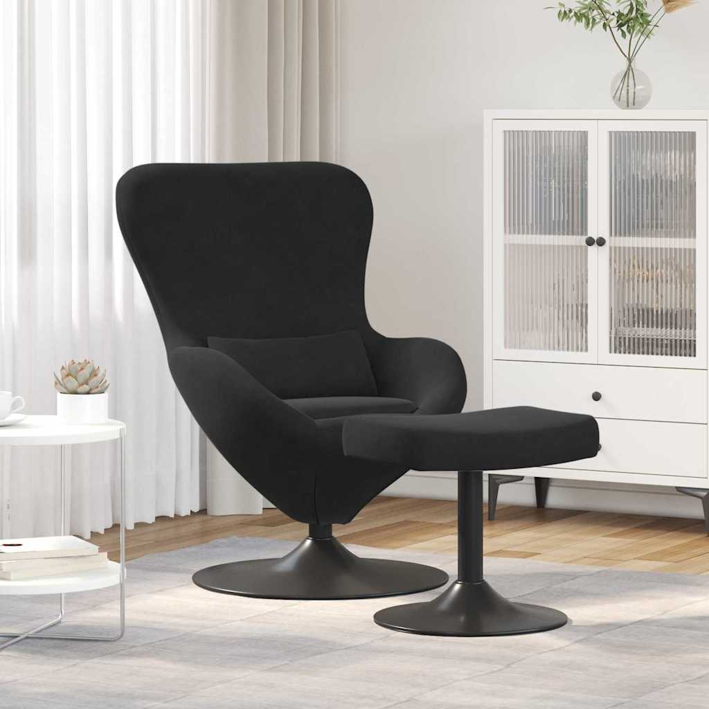 Egg Chair met Voetsteun Zwart Fluweel is nu te koop bij PeponiXL, paradijselijk wonen!