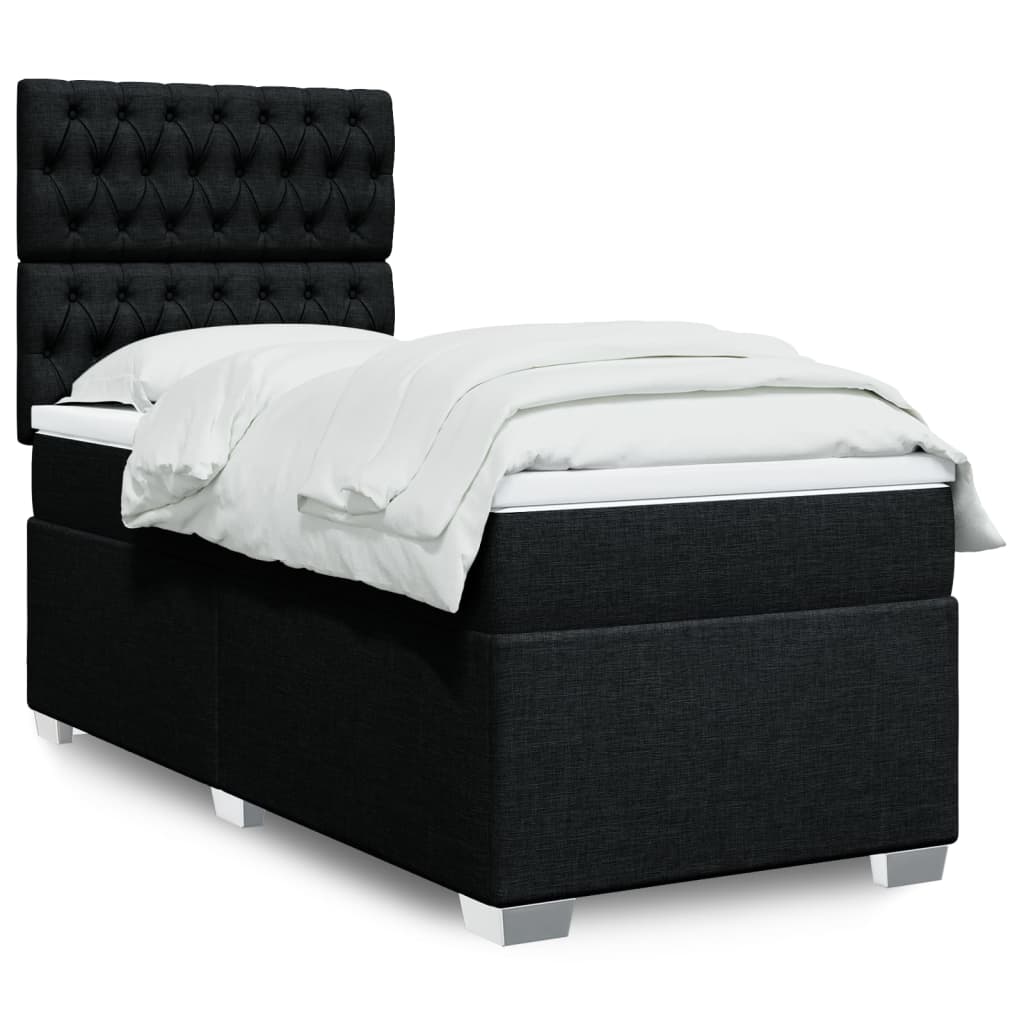 Boxspring met matras stof zwart 90x190 cm is nu te koop bij PeponiXL, paradijselijk wonen!