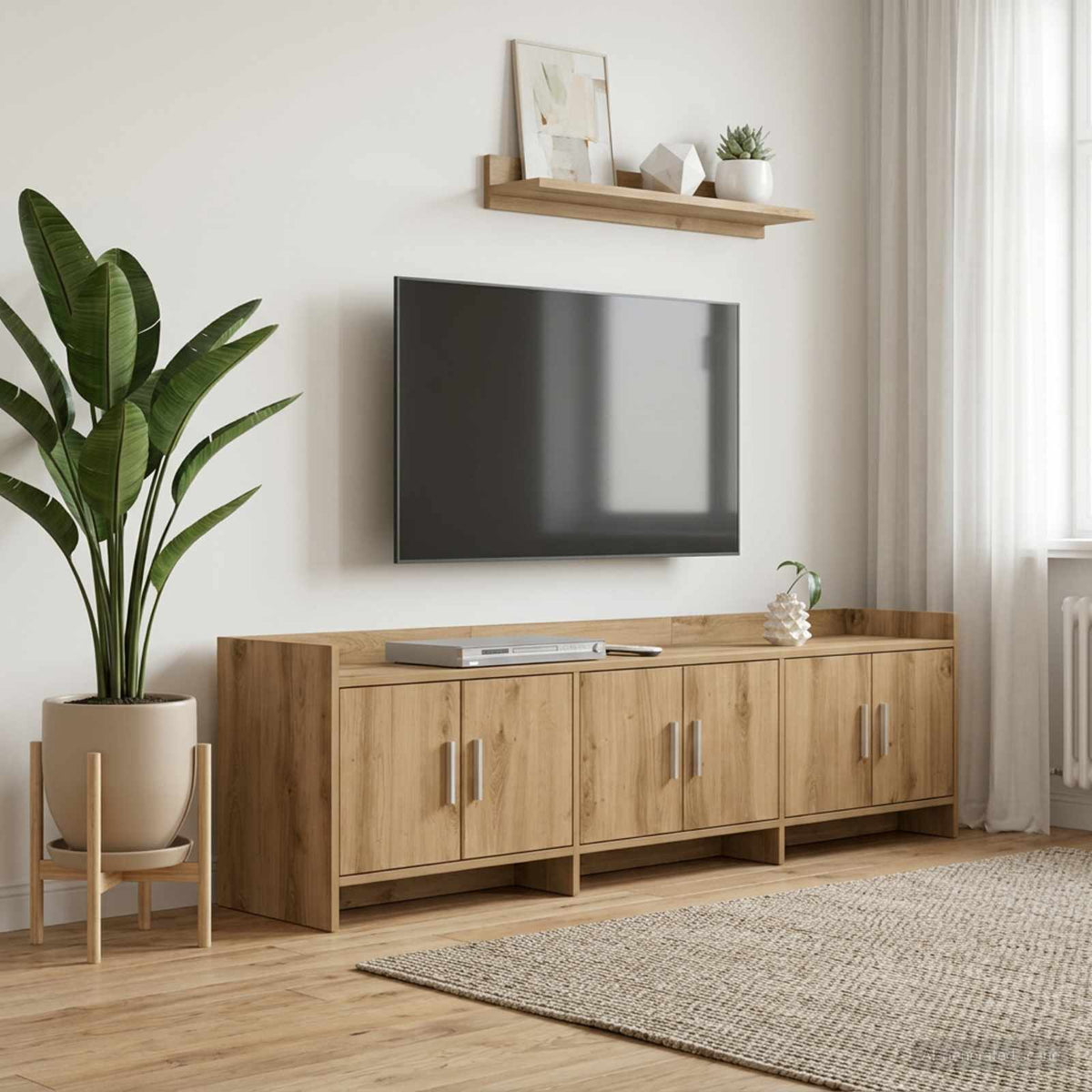 TV-kast 168 x 33 x 47 cm Artisanaal eiken Bewerkt hout is nu te koop bij PeponiXL, paradijselijk wonen!