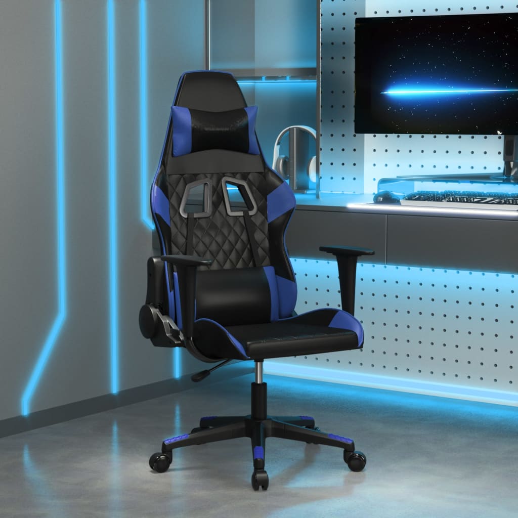 Gamestoel kunstleer zwart en blauw is nu te koop bij PeponiXL, paradijselijk wonen!