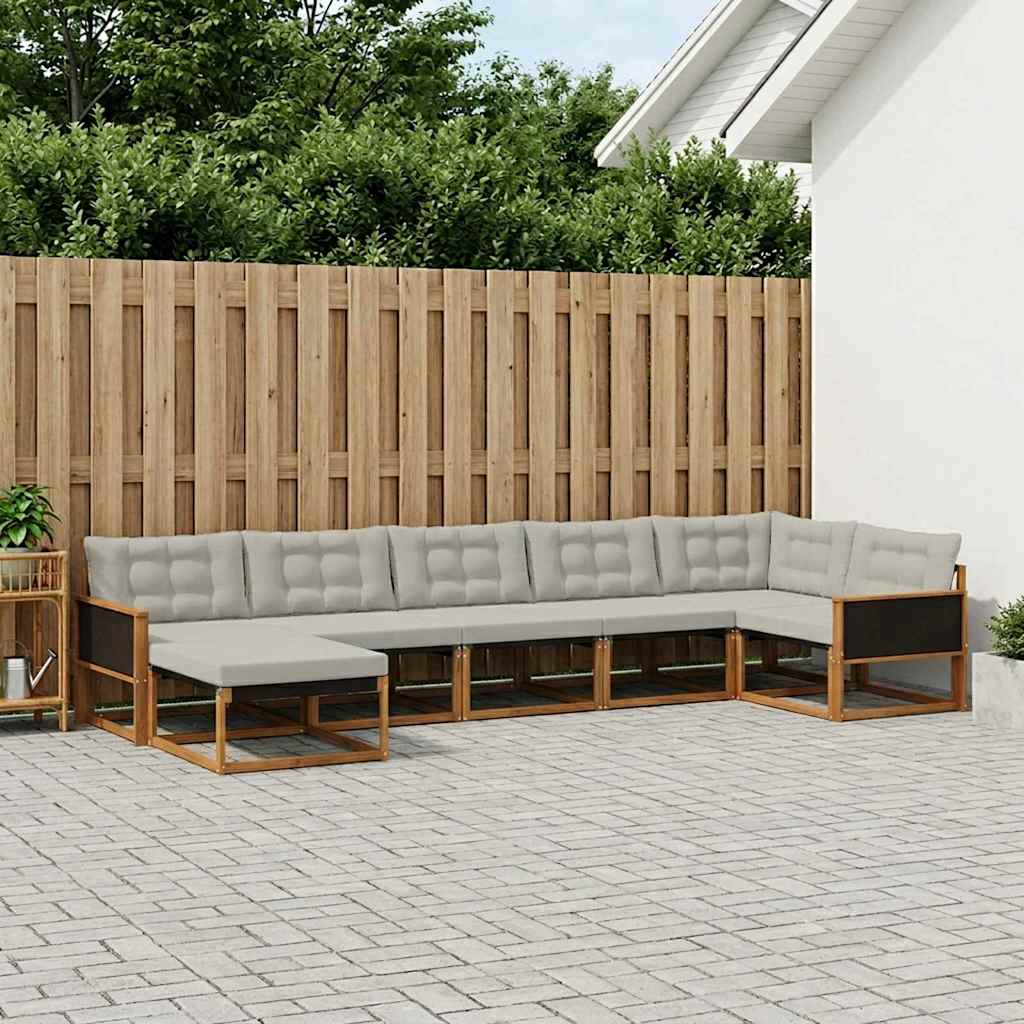 Buiten bankenset met kussen 7 pcs Naturel en lichtgrijs is nu te koop bij PeponiXL, paradijselijk wonen!