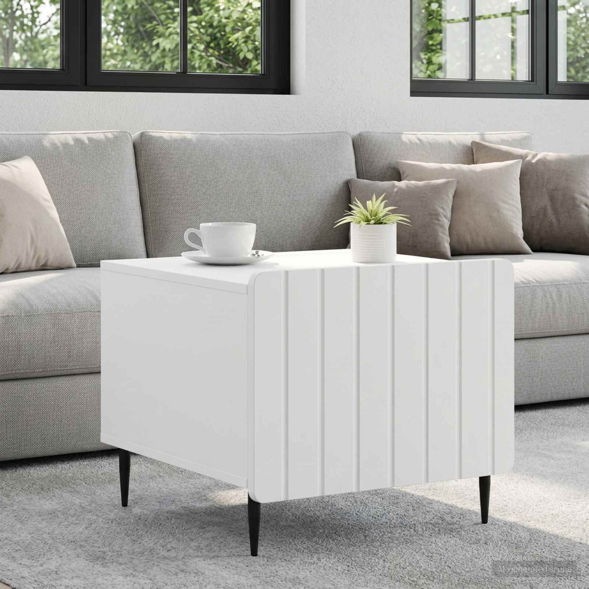 Salontafel met lade Wit 49 x 50 x 42 cm Bewerkt hout is nu te koop bij PeponiXL, paradijselijk wonen!