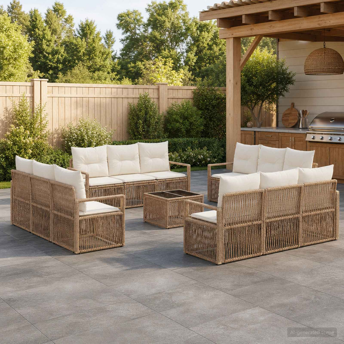 Tuinbankenset 13 pcs Beige poly rattan is nu te koop bij PeponiXL, paradijselijk wonen!