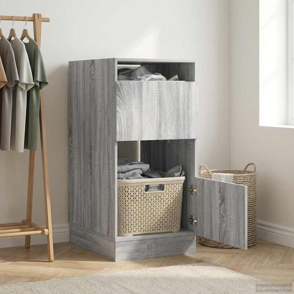 Wasmeubel met opslag met de deur Grijs Sonoma Bewerkt hout is nu te koop bij PeponiXL, paradijselijk wonen!