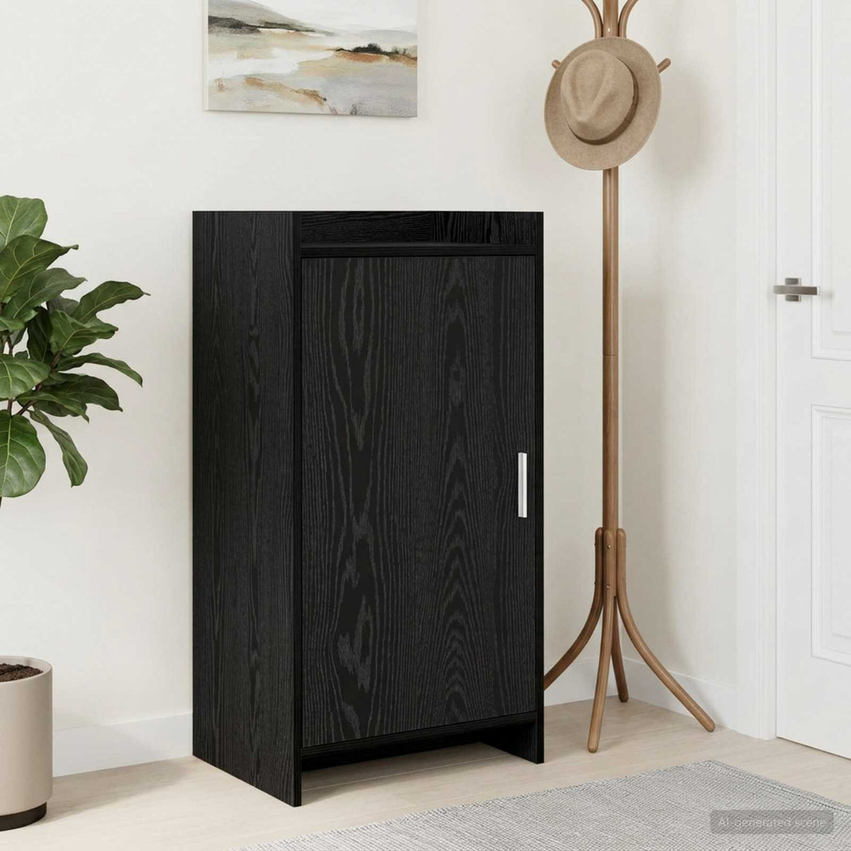 Schoenenkast Zwart eiken 48 x 36 x 92 cm Bewerkt hout is nu te koop bij PeponiXL, paradijselijk wonen!