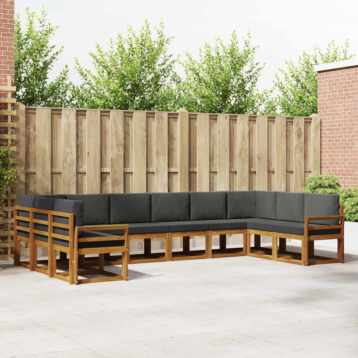 Buiten bankenset met kussen 10 pcs Natuurlijk en Antraciet is nu te koop bij PeponiXL, paradijselijk wonen!