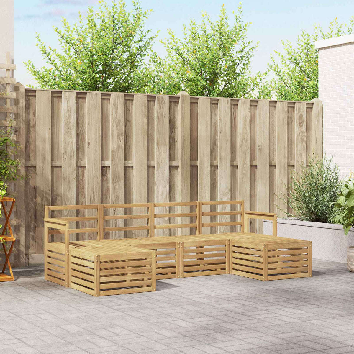 Buiten bankenset 5 pcs Wit 249 x 122,5 x 73 cm is nu te koop bij PeponiXL, paradijselijk wonen!