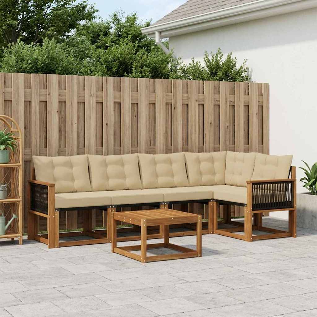 Buiten bankenset met kussen 6 pcs Natuurlijk en Beige is nu te koop bij PeponiXL, paradijselijk wonen!