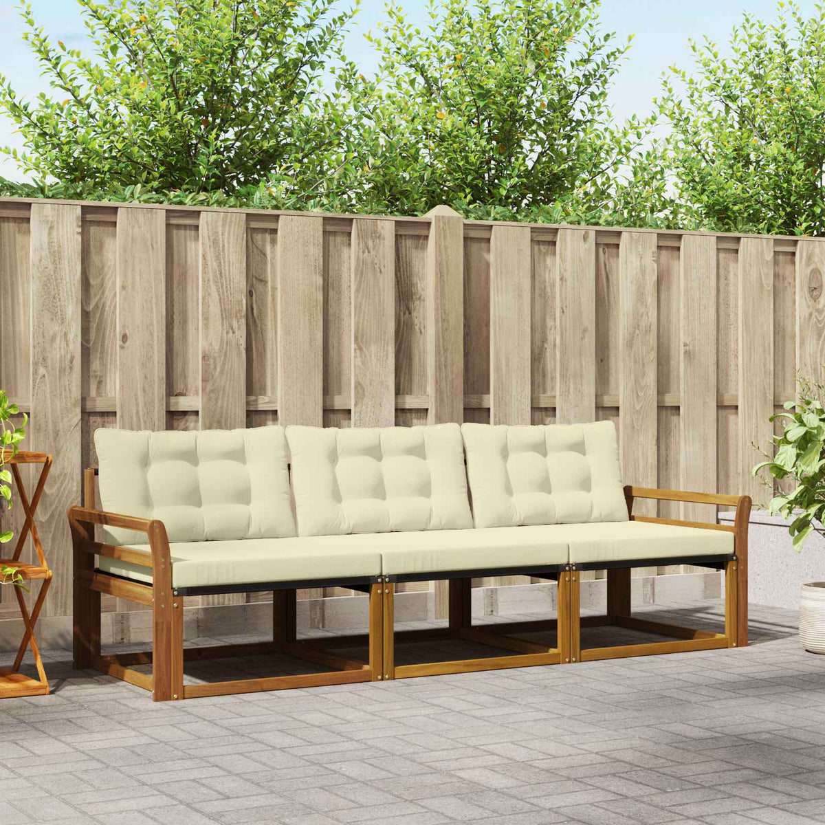 Buiten bankenset met kussen 3 pcs Natuurlijk en Crème is nu te koop bij PeponiXL, paradijselijk wonen!