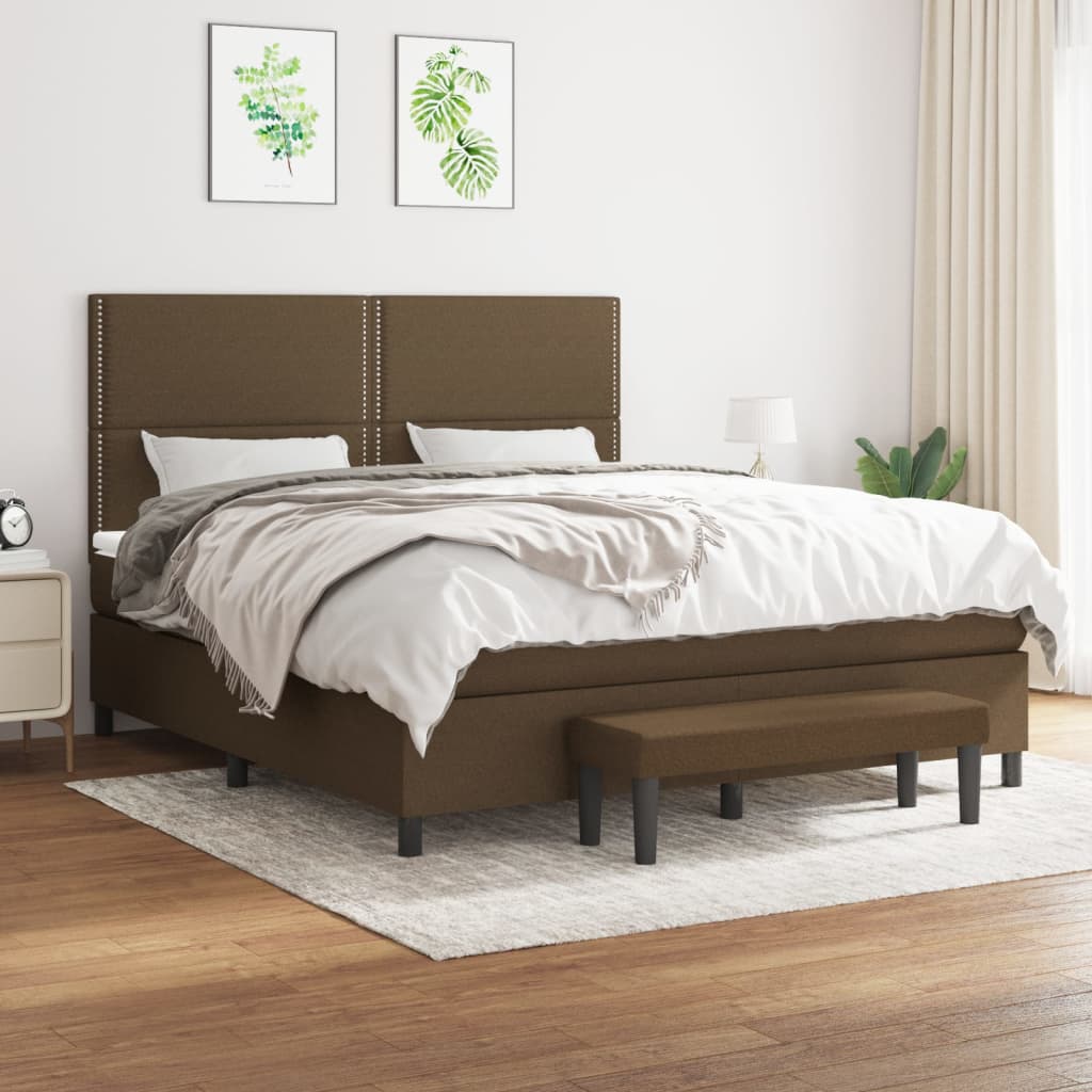Boxspring met matras stof donkerbruin 180x200 cm is nu te koop bij PeponiXL, paradijselijk wonen!