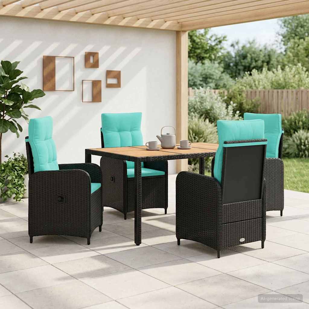 Buiten eettafelset 5 st PE Rattan en Poeder-Coated Staal is nu te koop bij PeponiXL, paradijselijk wonen!