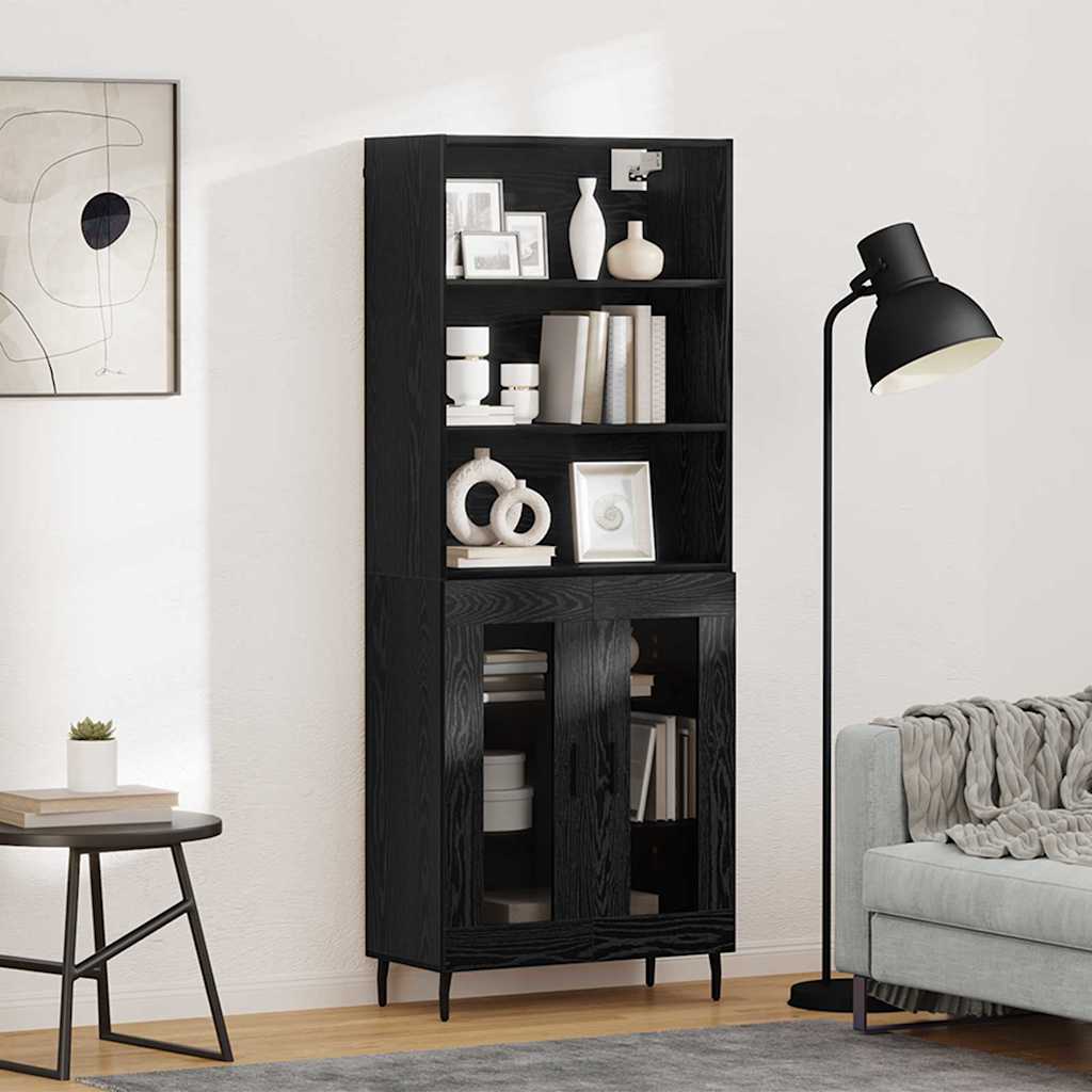Hoge kast Zwart Eiken 69,5 x 34 x 180 cm is nu te koop bij PeponiXL, paradijselijk wonen!
