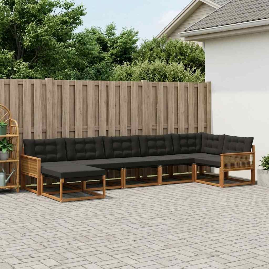Buiten bankenset met kussen 7 pcs Naturel en Zwart is nu te koop bij PeponiXL, paradijselijk wonen!