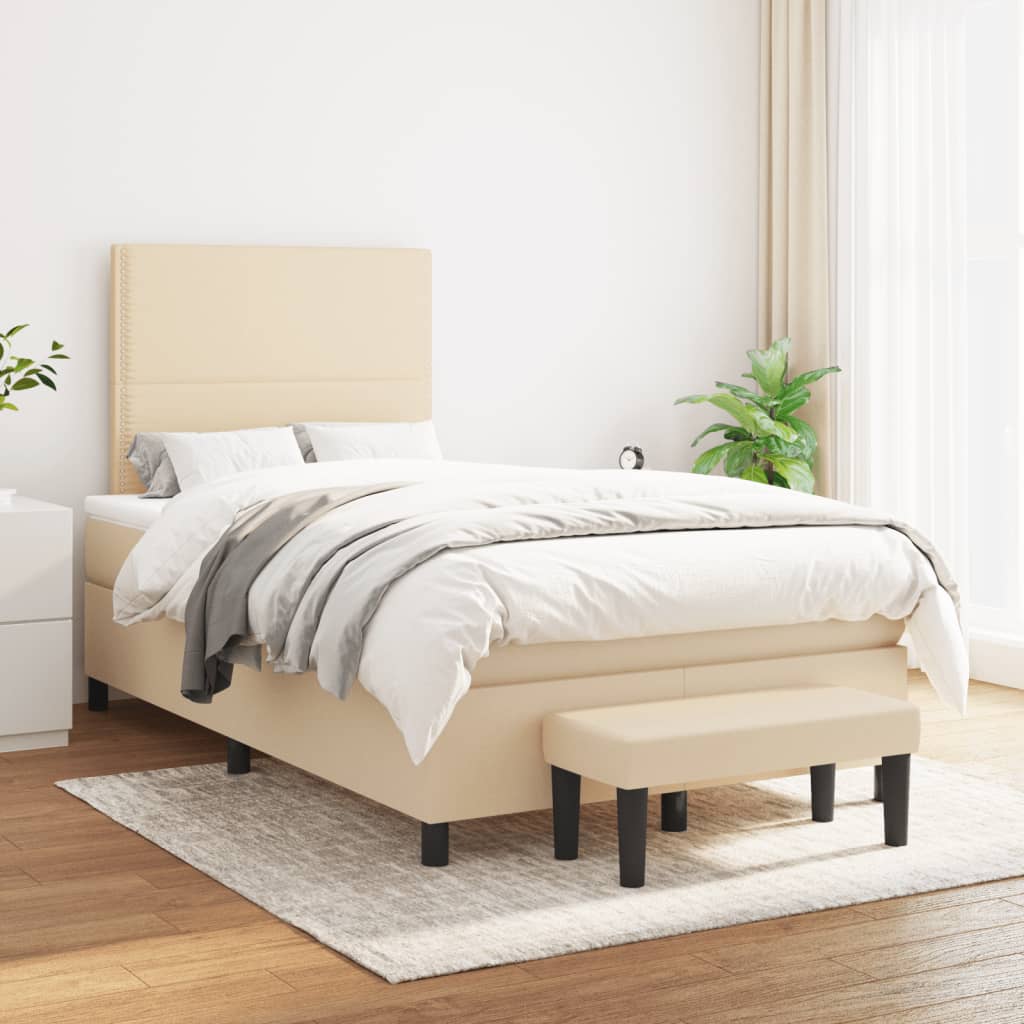 Boxspring met matras stof crèmekleurig 120x200 cm is nu te koop bij PeponiXL, paradijselijk wonen!