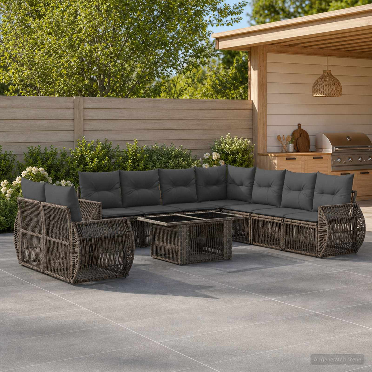 Tuinbankenset 10 st Grijs en Donkergrijs poly rattan is nu te koop bij PeponiXL, paradijselijk wonen!