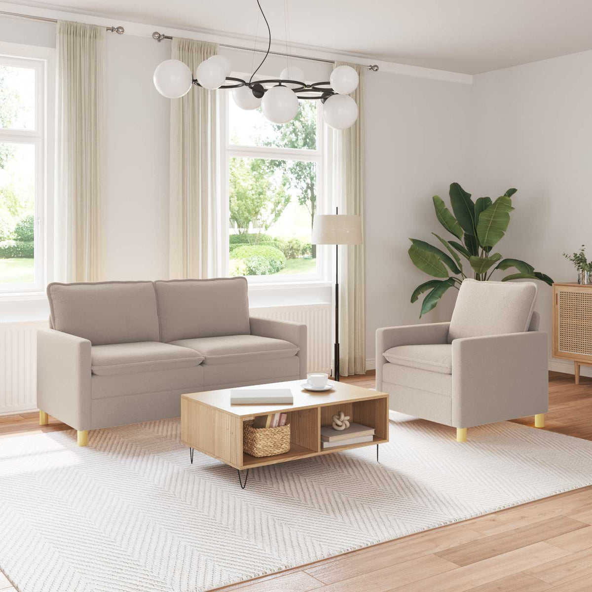 Bankstel 2 st Lichtgrijs Stof is nu te koop bij PeponiXL, paradijselijk wonen!