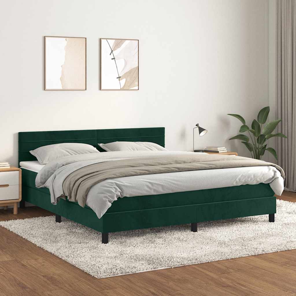 Boxspring met matras fluweel donkergroen 180x200 cm is nu te koop bij PeponiXL, paradijselijk wonen!