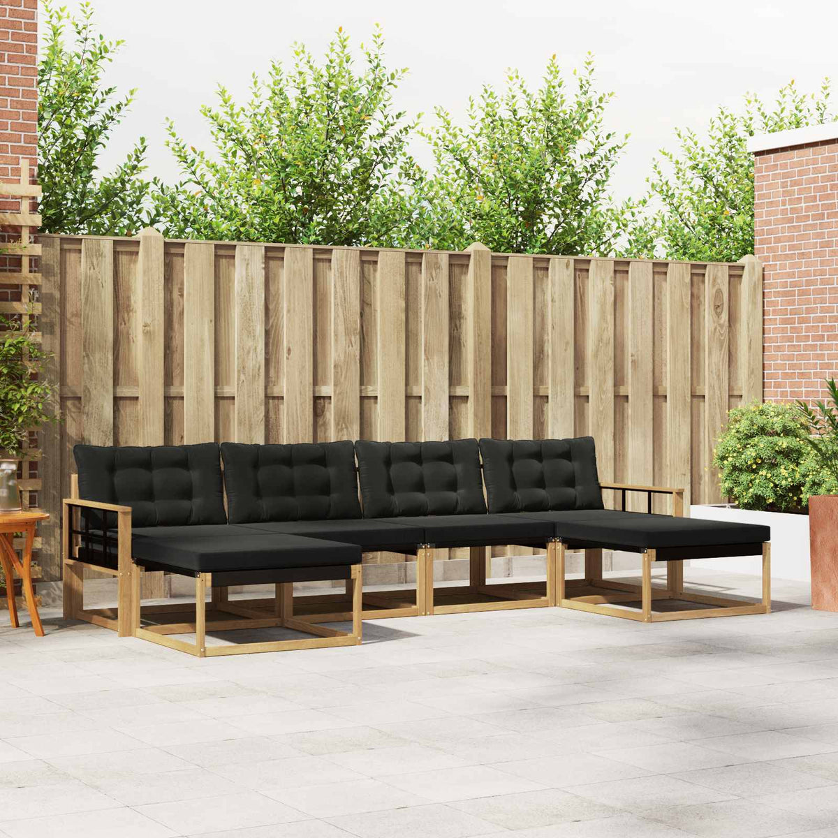 Buiten bankenset met kussen 6 pcs Wit en zwart is nu te koop bij PeponiXL, paradijselijk wonen!
