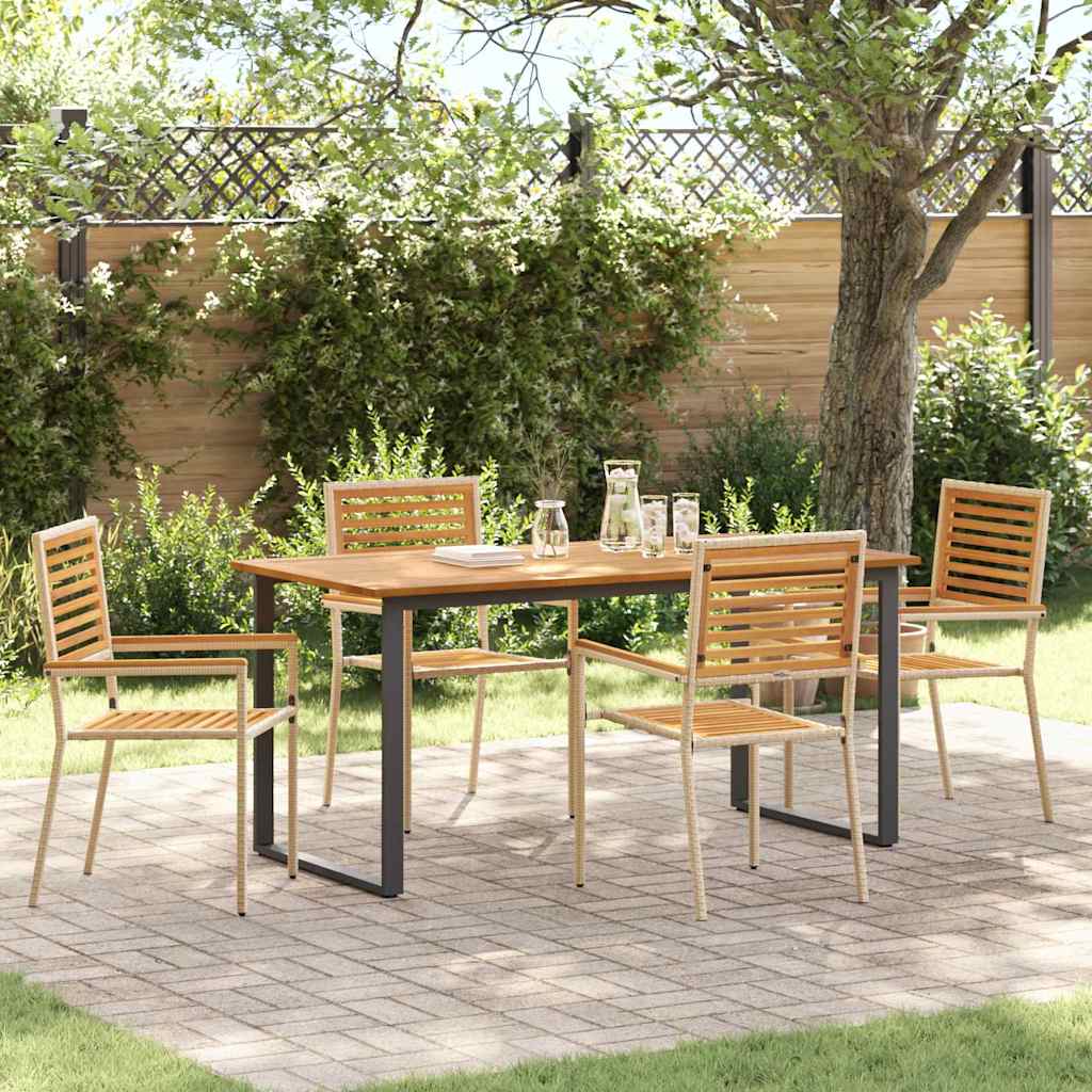 Tuin eettafelset 5 pcs Beige Massief Acaciahout is nu te koop bij PeponiXL, paradijselijk wonen!