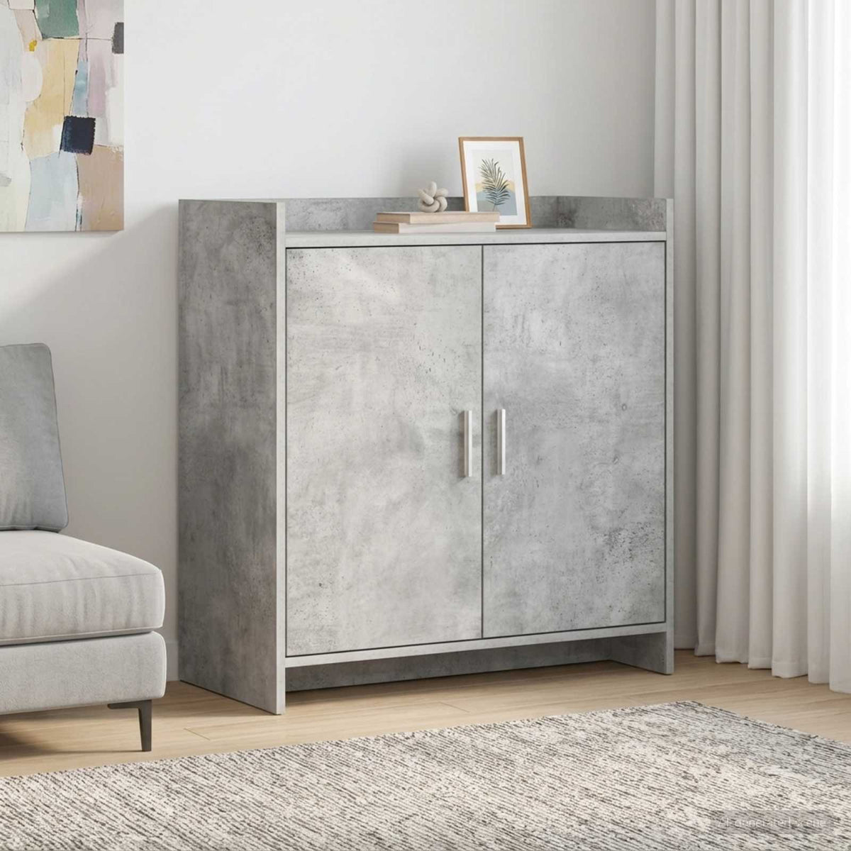 Dressoir Betongrijs 72 x 36 x 80 cm Bewerkt hout is nu te koop bij PeponiXL, paradijselijk wonen!